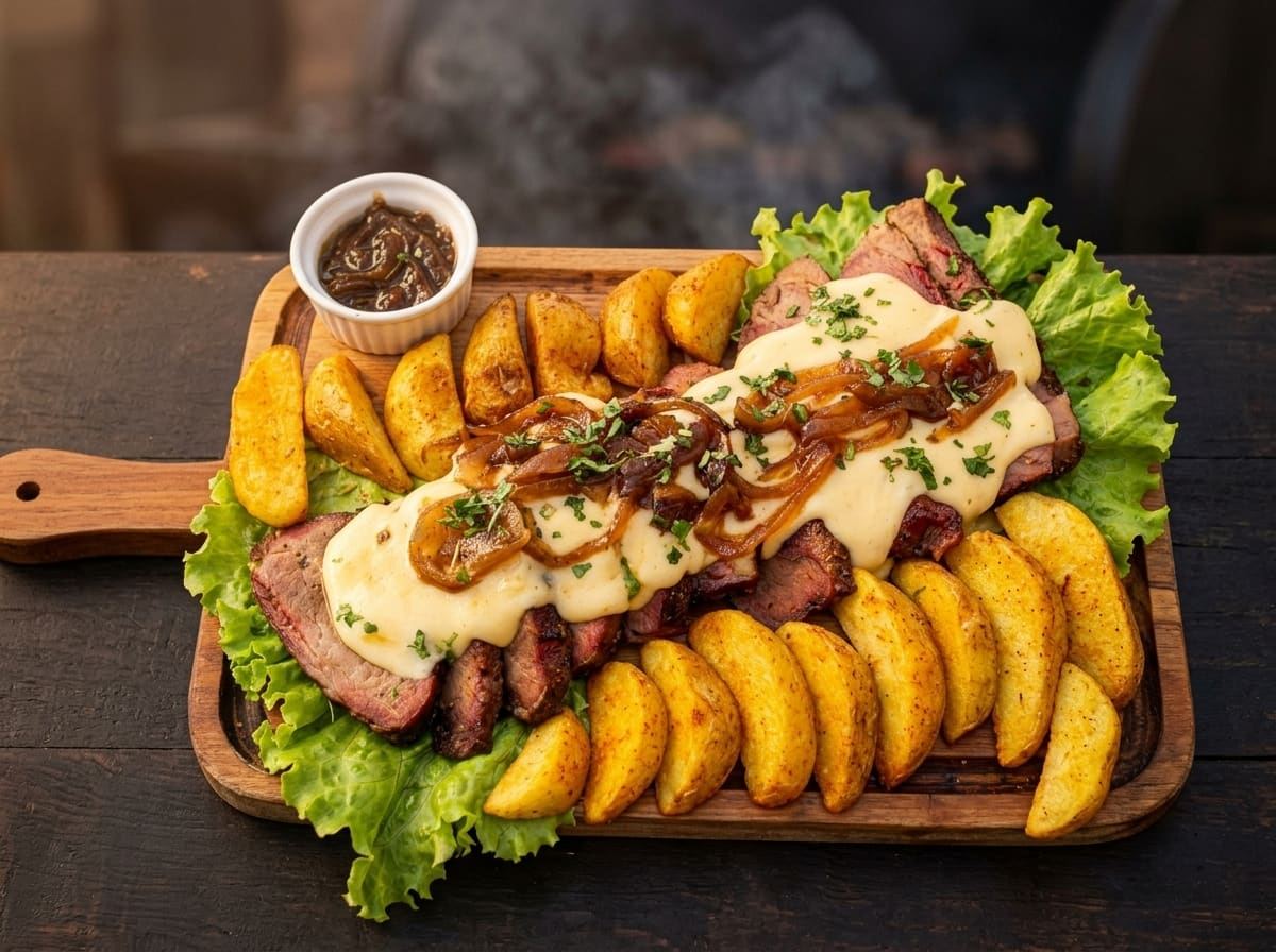 Tábua de carnes defumadas com batata rústica